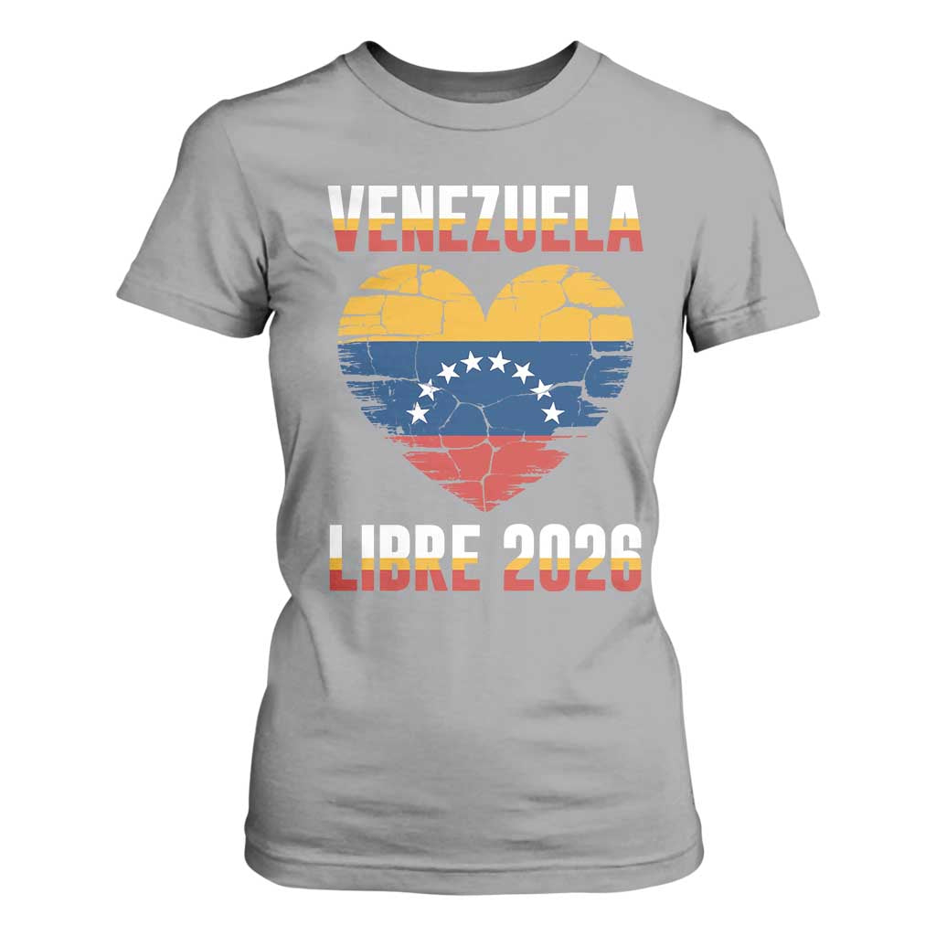 Venezuela Libre 2026 T Shirt For Women Venezuelan Flag Heart Freedom and National Pride TS02 Sport Gray Print Your Wear
