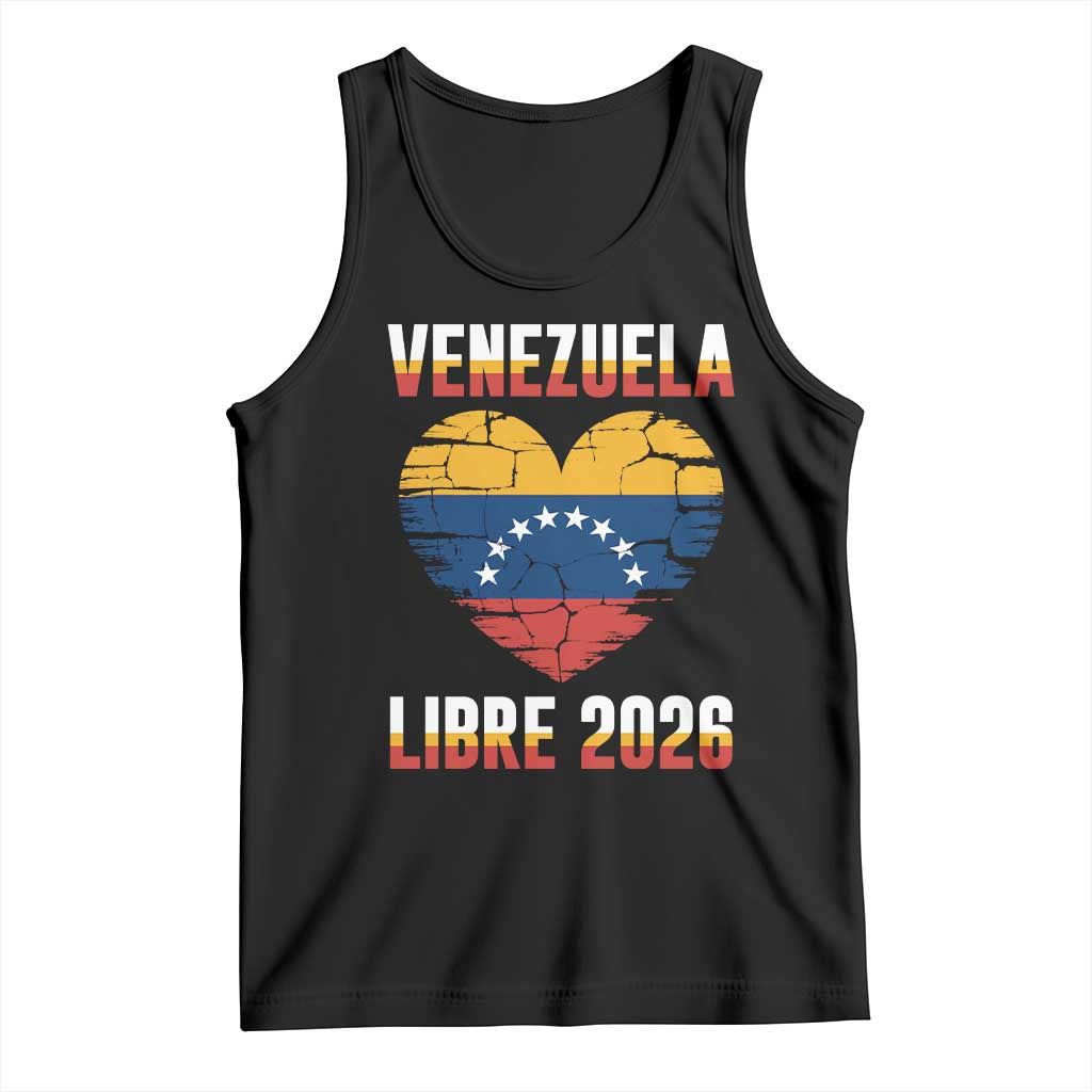 Venezuela Libre 2026 Tank Top Venezuelan Flag Heart Freedom and National Pride TS02 Black Print Your Wear