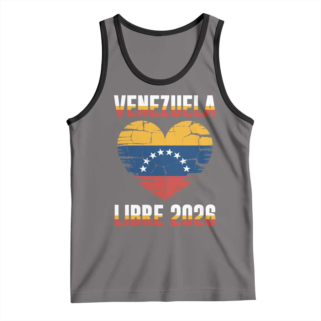 Venezuela Libre 2026 Tank Top Venezuelan Flag Heart Freedom and National Pride TS02 Deep Heather Black Print Your Wear