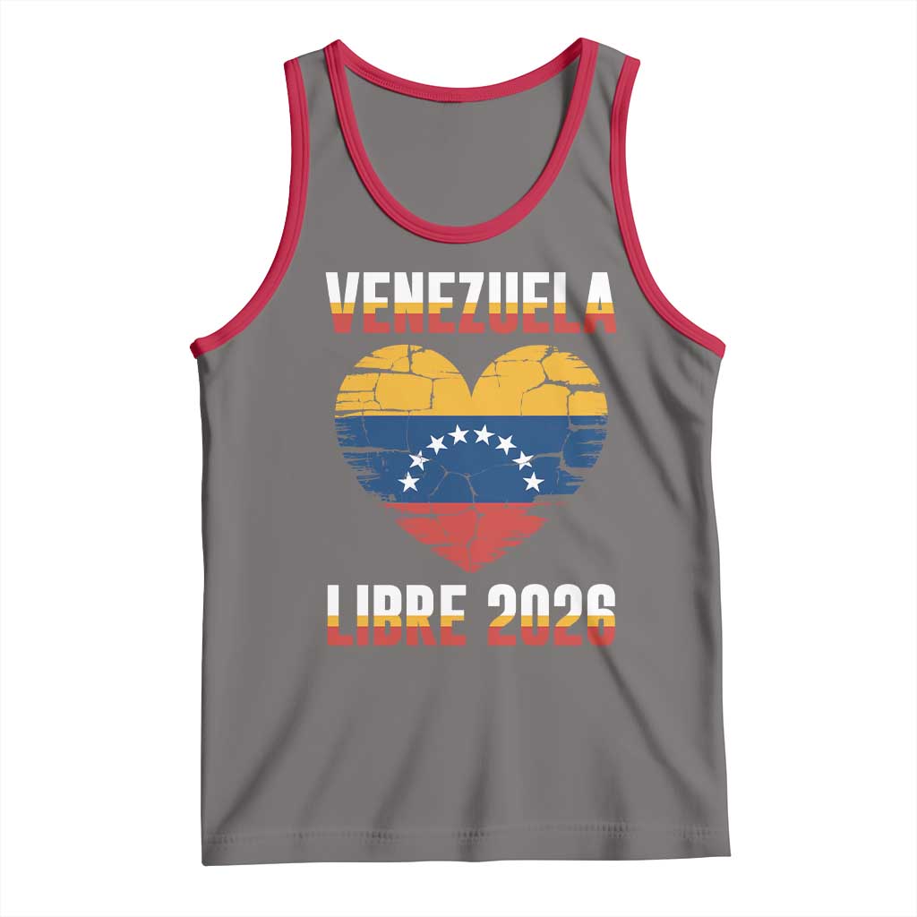 Venezuela Libre 2026 Tank Top Venezuelan Flag Heart Freedom and National Pride TS02 Deep Heather Red Print Your Wear