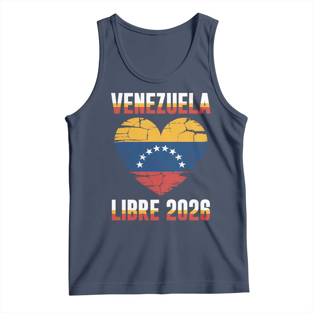 Venezuela Libre 2026 Tank Top Venezuelan Flag Heart Freedom and National Pride TS02 Navy Print Your Wear