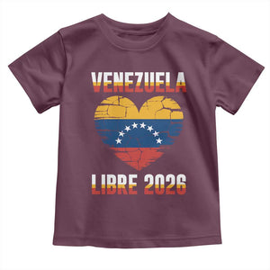 Venezuela Libre 2026 Toddler T Shirt Venezuelan Flag Heart Freedom and National Pride TS02 Maroon Print Your Wear