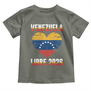 Venezuela Libre 2026 Toddler T Shirt Venezuelan Flag Heart Freedom and National Pride TS02 Military Green Print Your Wear
