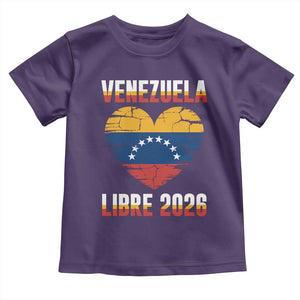 Venezuela Libre 2026 Toddler T Shirt Venezuelan Flag Heart Freedom and National Pride TS02 Purple Print Your Wear