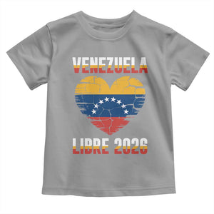 Venezuela Libre 2026 Toddler T Shirt Venezuelan Flag Heart Freedom and National Pride TS02 Sport Gray Print Your Wear