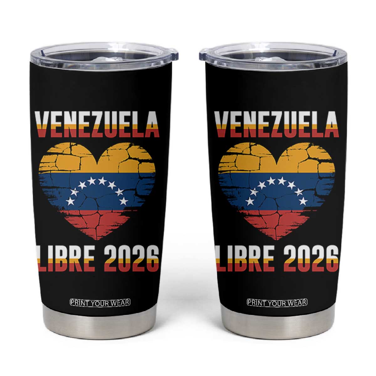 Venezuela Libre 2026 Tumbler Cup Venezuelan Flag Heart Freedom and National Pride TS02 Black Print Your Wear