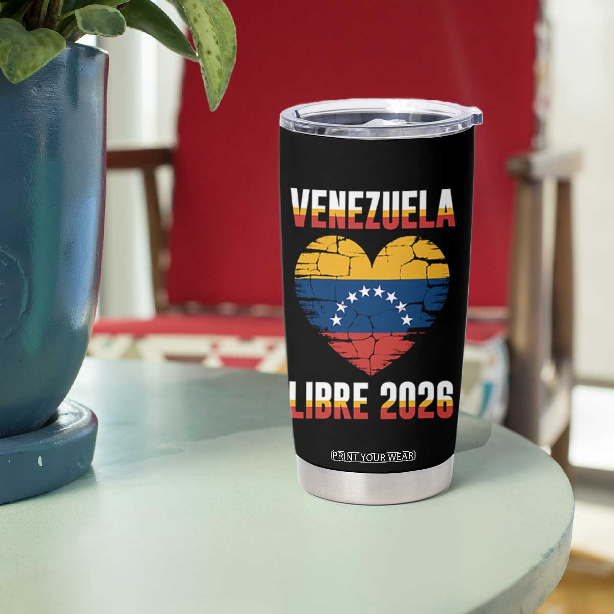 Venezuela Libre 2026 Tumbler Cup Venezuelan Flag Heart Freedom and National Pride TS02 Print Your Wear