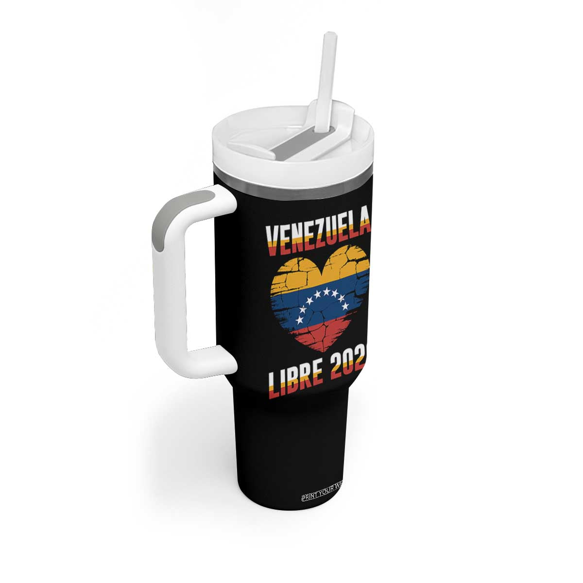Venezuela Libre 2026 Tumbler With Handle Venezuelan Flag Heart Freedom and National Pride TS02 Print Your Wear