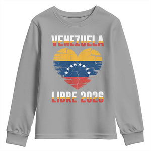Venezuela Libre 2026 Youth Sweatshirt Venezuelan Flag Heart Freedom and National Pride TS02 Sport Gray Print Your Wear