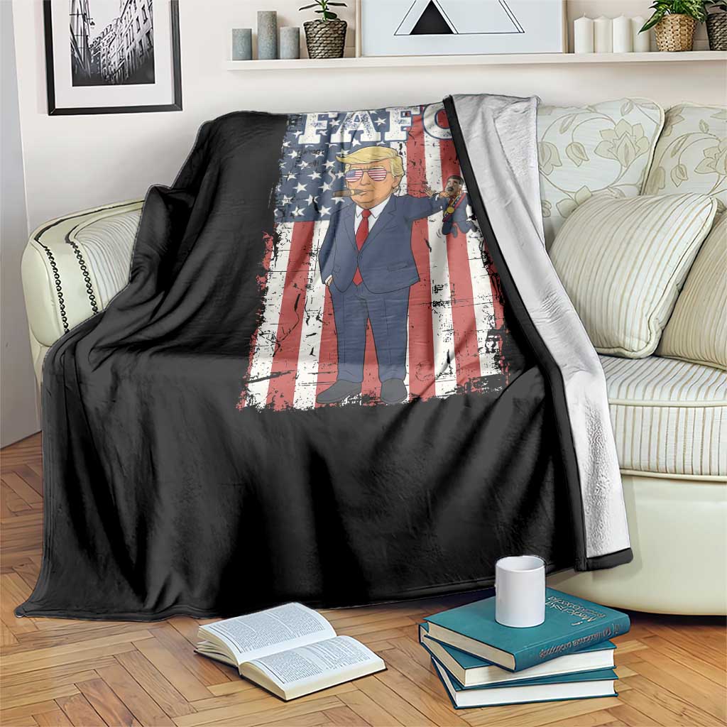 Funny Trump and Maduro Captured Cartoon Graphic Throw Blanket American Flag Dictator Political Satire Meme TS02 Print Your Wear