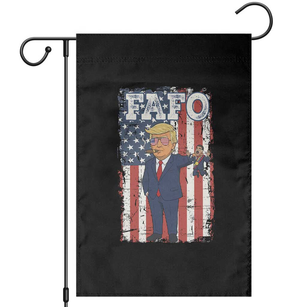 Funny Trump and Maduro Captured Cartoon Graphic Garden Flag American Flag Dictator Political Satire Meme TS02 Black Print Your Wear