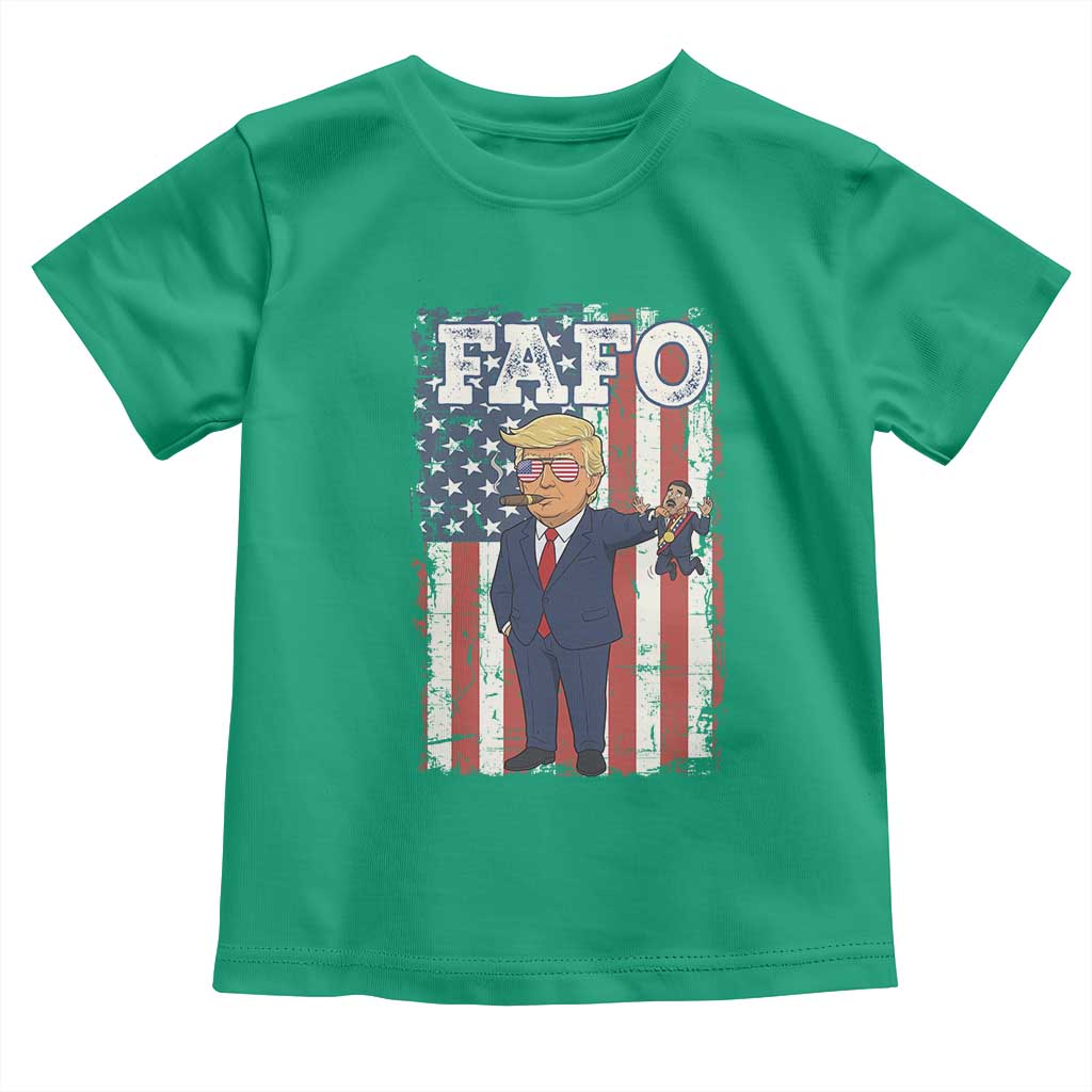 Funny Trump and Maduro Captured Cartoon Graphic Toddler T Shirt American Flag Dictator Political Satire Meme TS02 Irish Green Print Your Wear