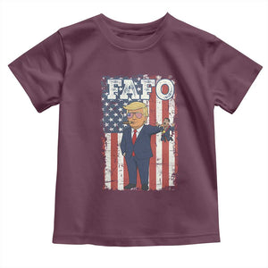 Funny Trump and Maduro Captured Cartoon Graphic Toddler T Shirt American Flag Dictator Political Satire Meme TS02 Maroon Print Your Wear