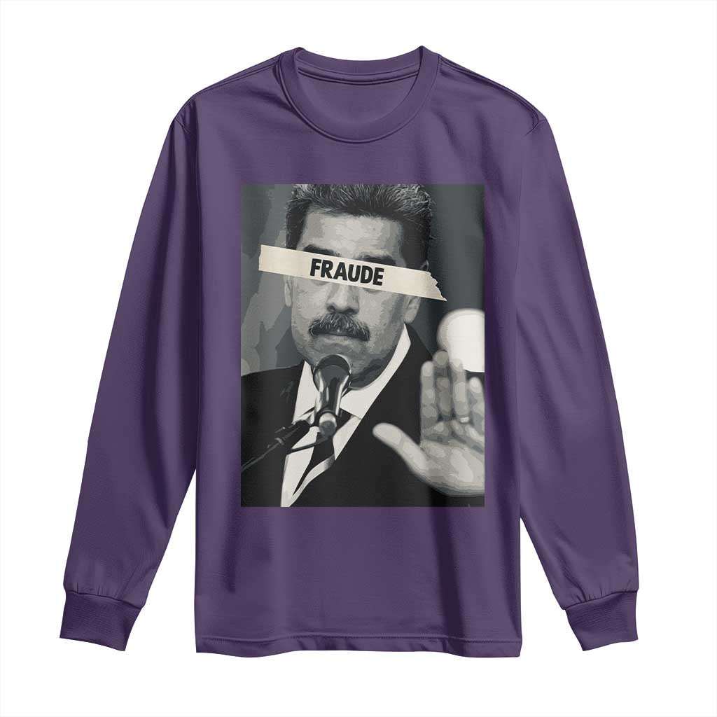 Sarcastic Maduro Fraude Long Sleeve Shirt Corruption Venezuela Political Satire TS02 Purple Print Your Wear