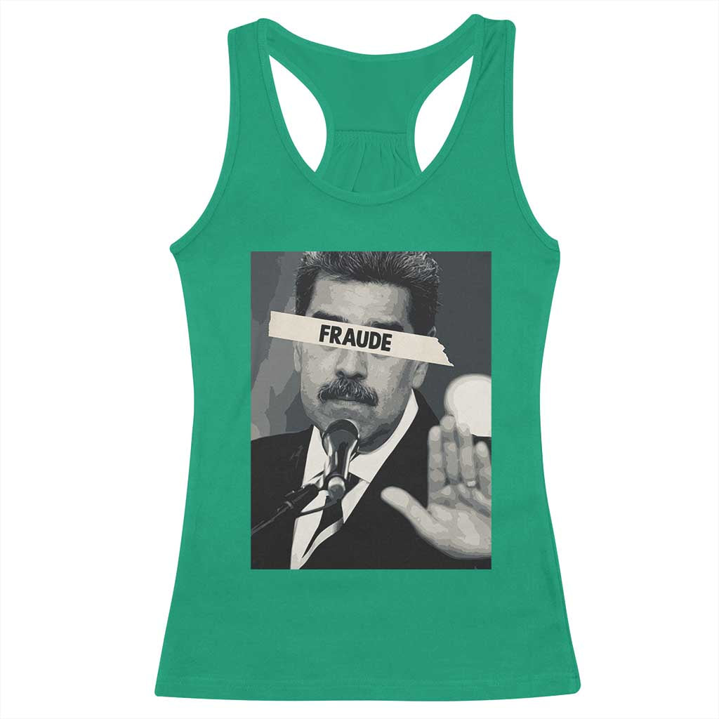 Sarcastic Maduro Fraude Racerback Tank Top Corruption Venezuela Political Satire TS02 Irish Green Print Your Wear