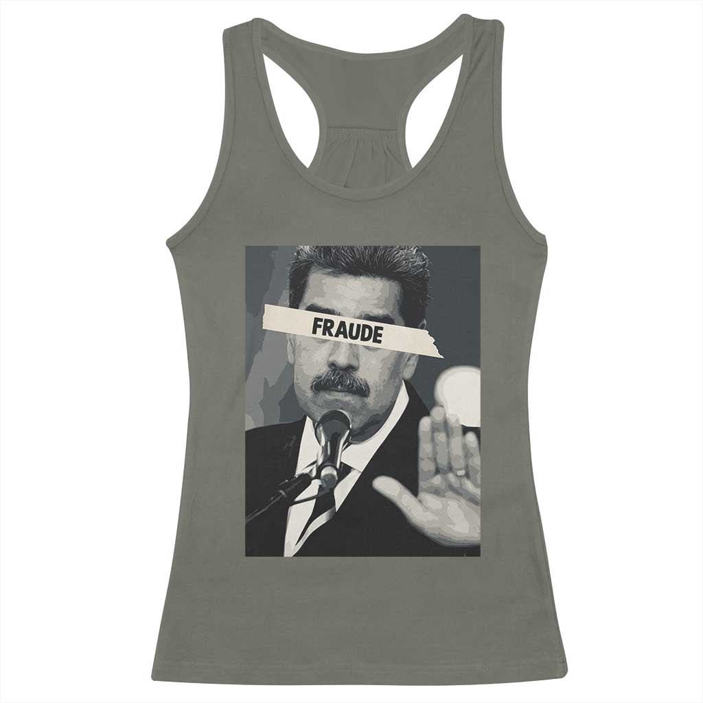 Sarcastic Maduro Fraude Racerback Tank Top Corruption Venezuela Political Satire TS02 Military Green Print Your Wear