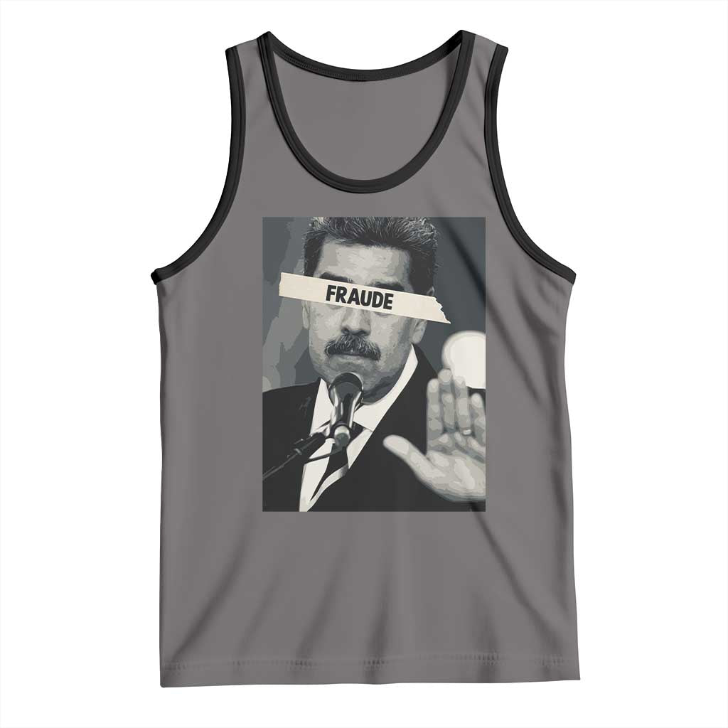 Sarcastic Maduro Fraude Tank Top Corruption Venezuela Political Satire TS02 Deep Heather Black Print Your Wear
