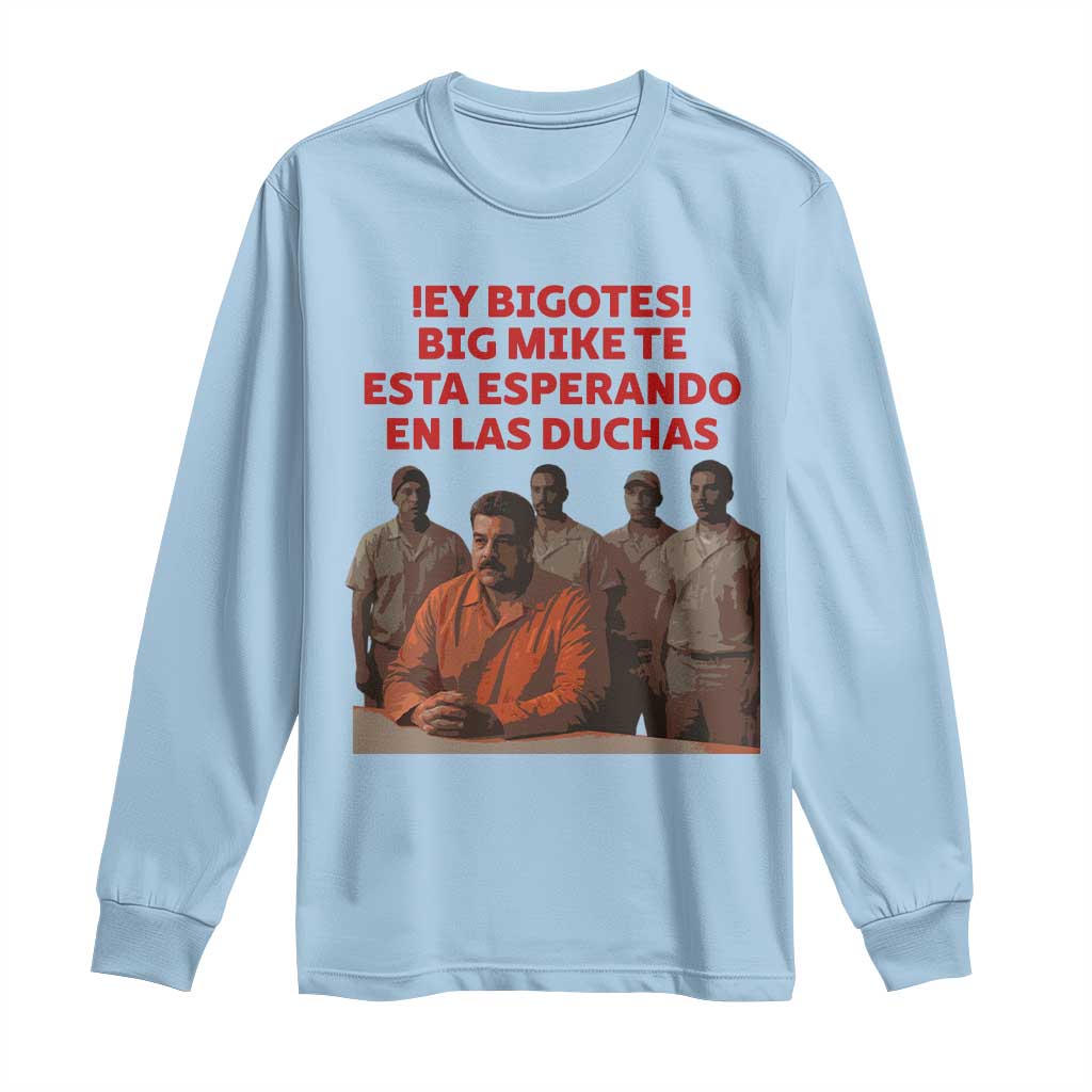 Maduro in Prison Meme Satire Long Sleeve Shirt Spanish Political Politcal Sarcasm TS02 Light Blue Print Your Wear