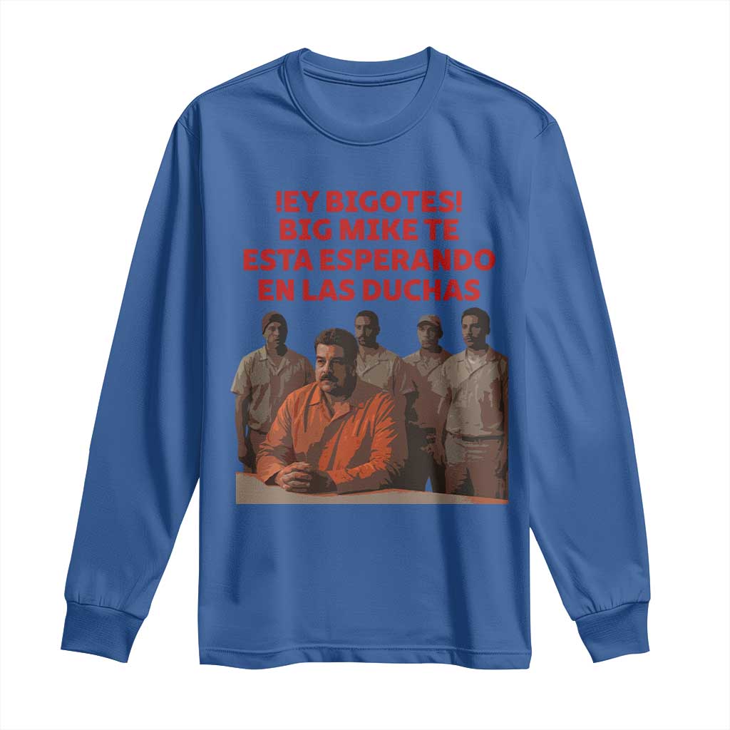Maduro in Prison Meme Satire Long Sleeve Shirt Spanish Political Politcal Sarcasm TS02 Royal Blue Print Your Wear