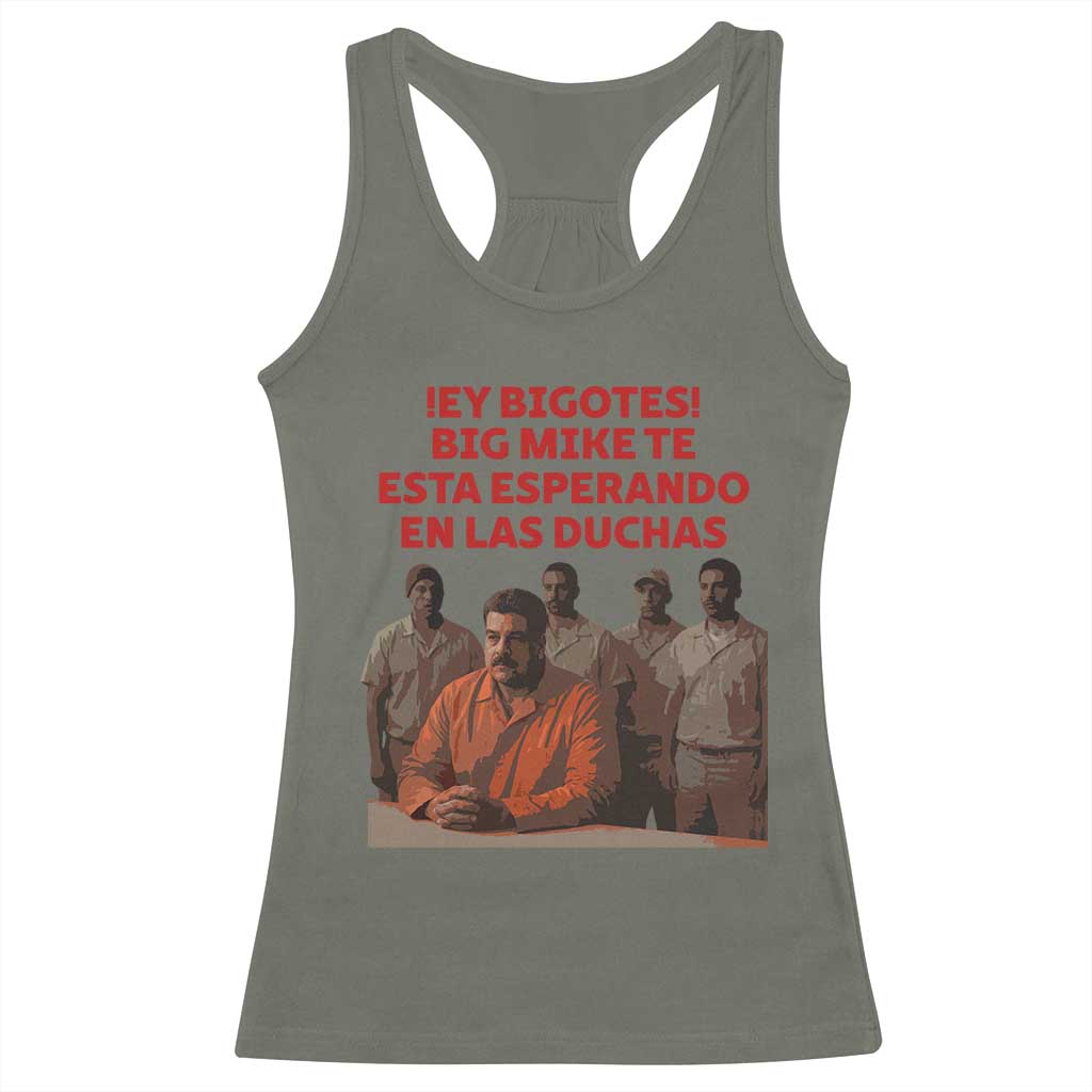 Maduro in Prison Meme Satire Racerback Tank Top Spanish Political Politcal Sarcasm TS02 Military Green Print Your Wear