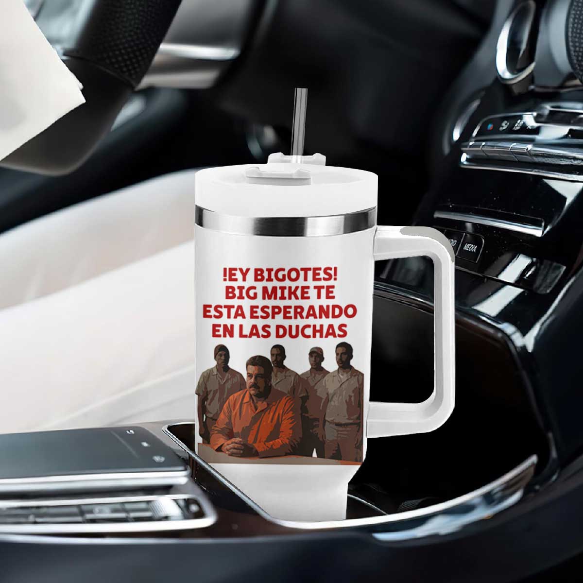 Maduro in Prison Meme Satire Tumbler With Handle Spanish Political Politcal Sarcasm TS02 Print Your Wear