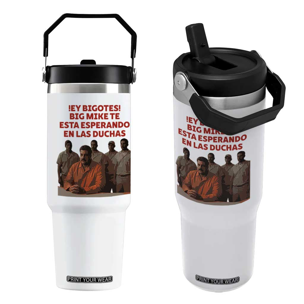 Maduro in Prison Meme Satire Flip Straw Tumbler Spanish Political Politcal Sarcasm TS02 One Size: 30 oz White Print Your Wear