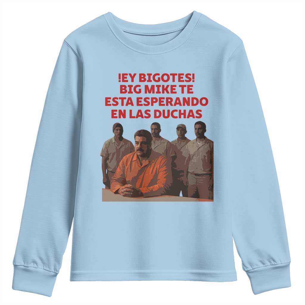 Maduro in Prison Meme Satire Youth Sweatshirt Spanish Political Politcal Sarcasm TS02 Light Blue Print Your Wear
