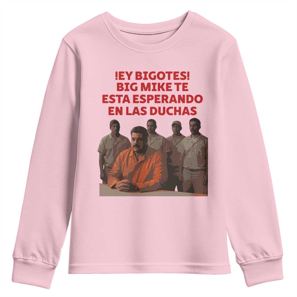 Maduro in Prison Meme Satire Youth Sweatshirt Spanish Political Politcal Sarcasm TS02 Light Pink Print Your Wear