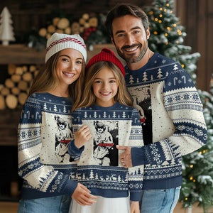 Wasted Maduro Meme Ugly Christmas Sweater Dictators Downfall Political Satire GTA Style TS02 Beige Navy Print Your Wear