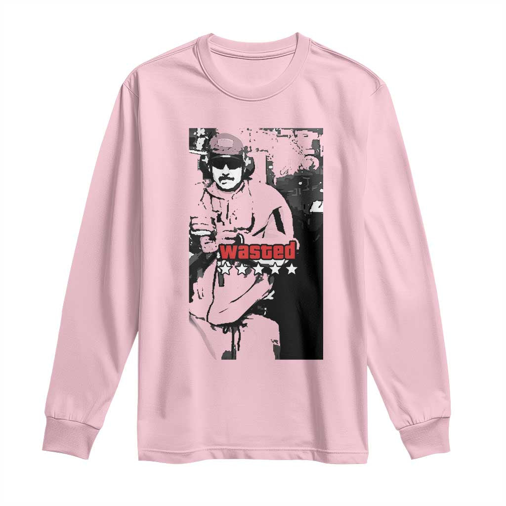 Wasted Maduro Meme Long Sleeve Shirt Dictators Downfall Political Satire GTA Style TS02 Light Pink Print Your Wear