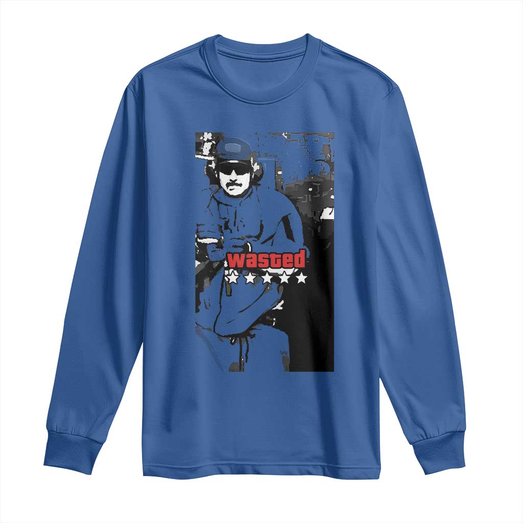 Wasted Maduro Meme Long Sleeve Shirt Dictators Downfall Political Satire GTA Style TS02 Royal Blue Print Your Wear
