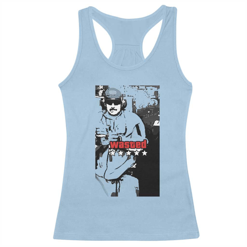 Wasted Maduro Meme Racerback Tank Top Dictators Downfall Political Satire GTA Style TS02 Light Blue Print Your Wear
