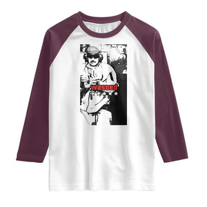 Wasted Maduro Meme Raglan Shirt Dictators Downfall Political Satire GTA Style TS02 White Maroon Print Your Wear