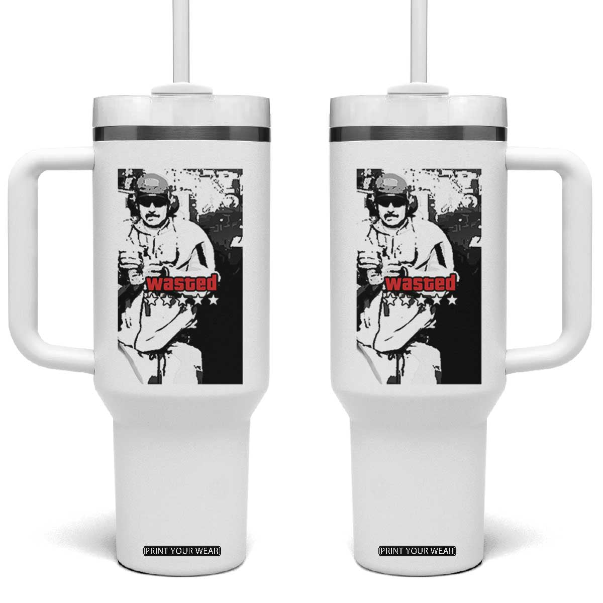 Wasted Maduro Meme Tumbler With Handle Dictators Downfall Political Satire GTA Style TS02 One Size: 40 oz White Print Your Wear