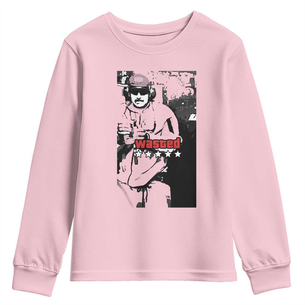 Wasted Maduro Meme Youth Sweatshirt Dictators Downfall Political Satire GTA Style TS02 Light Pink Print Your Wear