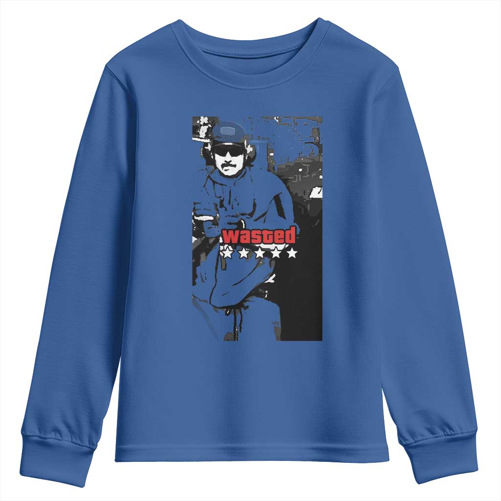 Wasted Maduro Meme Youth Sweatshirt Dictators Downfall Political Satire GTA Style TS02 Royal Blue Print Your Wear