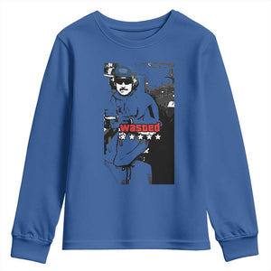 Wasted Maduro Meme Youth Sweatshirt Dictators Downfall Political Satire GTA Style TS02 Royal Blue Print Your Wear