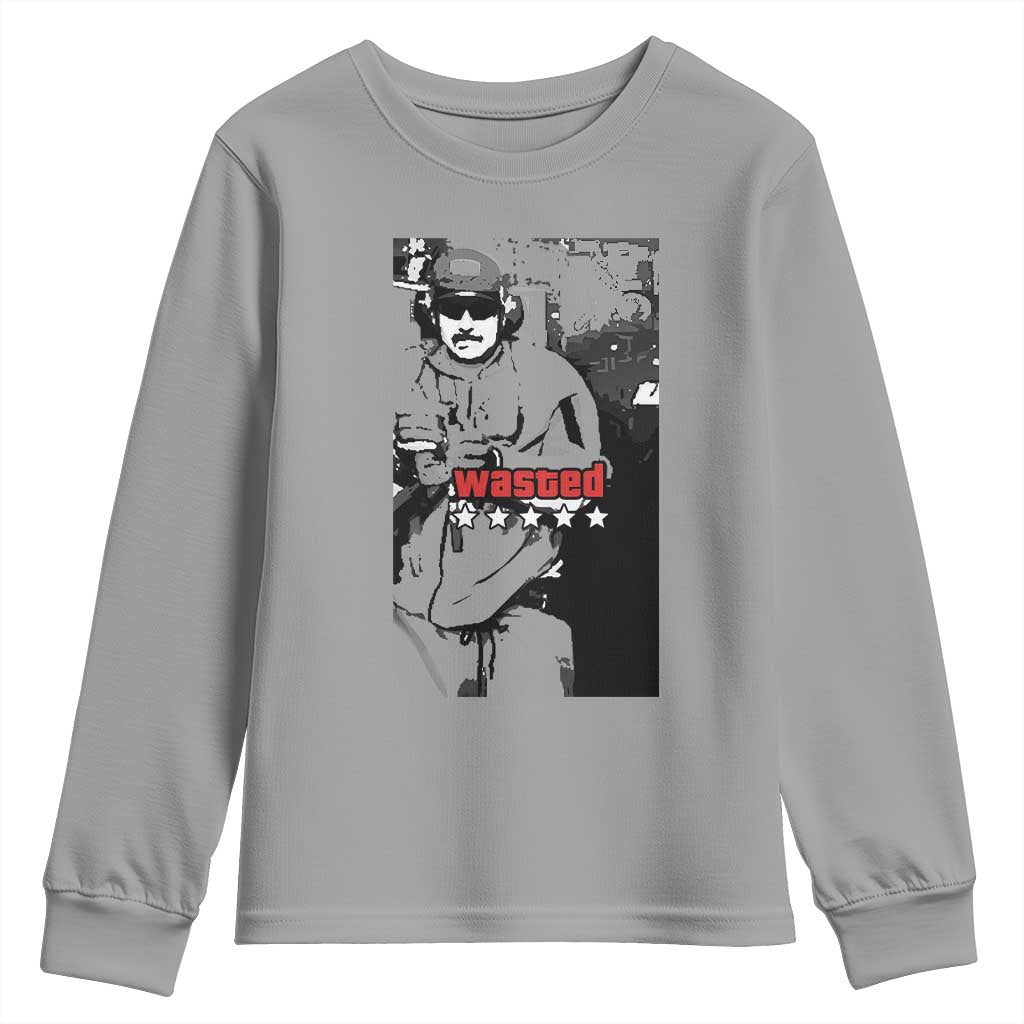 Wasted Maduro Meme Youth Sweatshirt Dictators Downfall Political Satire GTA Style TS02 Sport Gray Print Your Wear