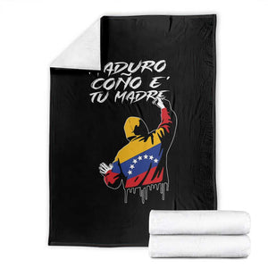 Maduro Cono e Tu Madre Throw Blanket Venezuelan Protest Graffiti Graphic TS02 Black Print Your Wear