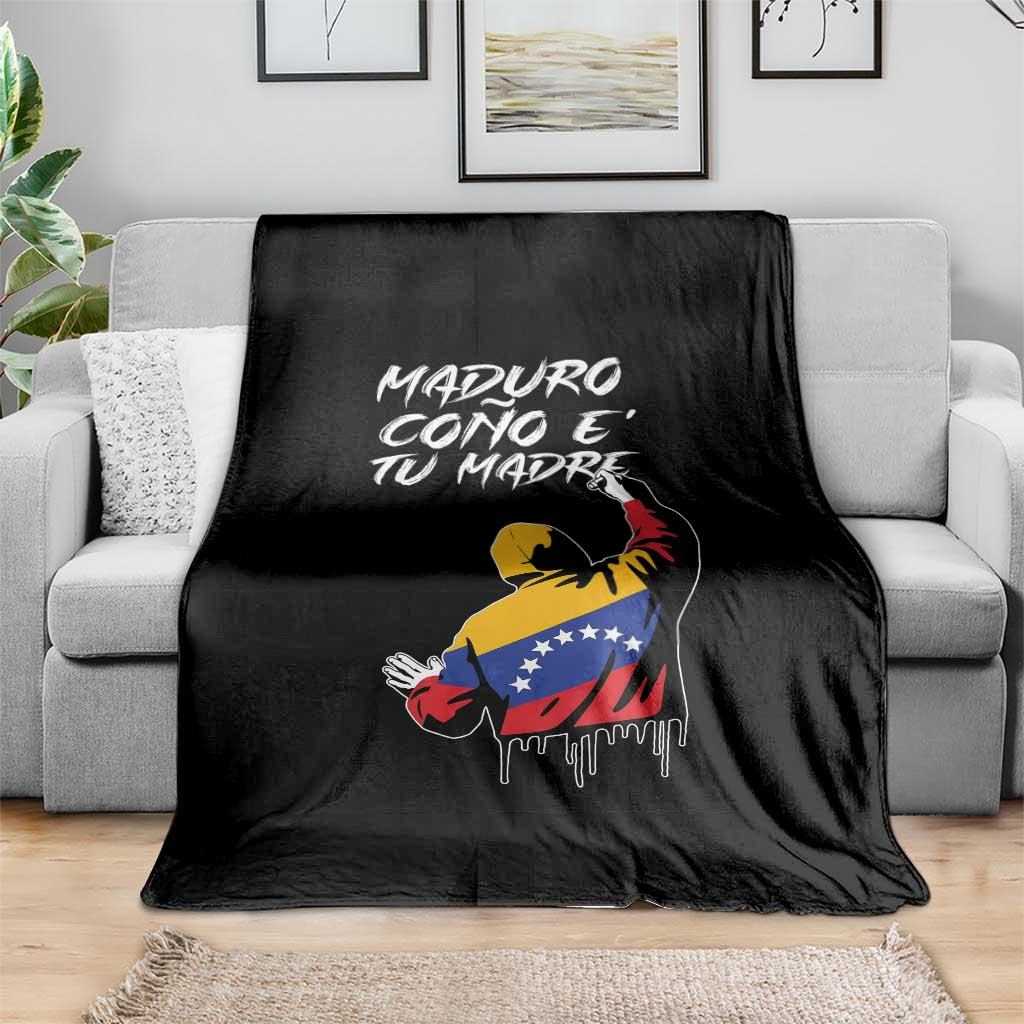 Maduro Cono e Tu Madre Throw Blanket Venezuelan Protest Graffiti Graphic TS02 Print Your Wear