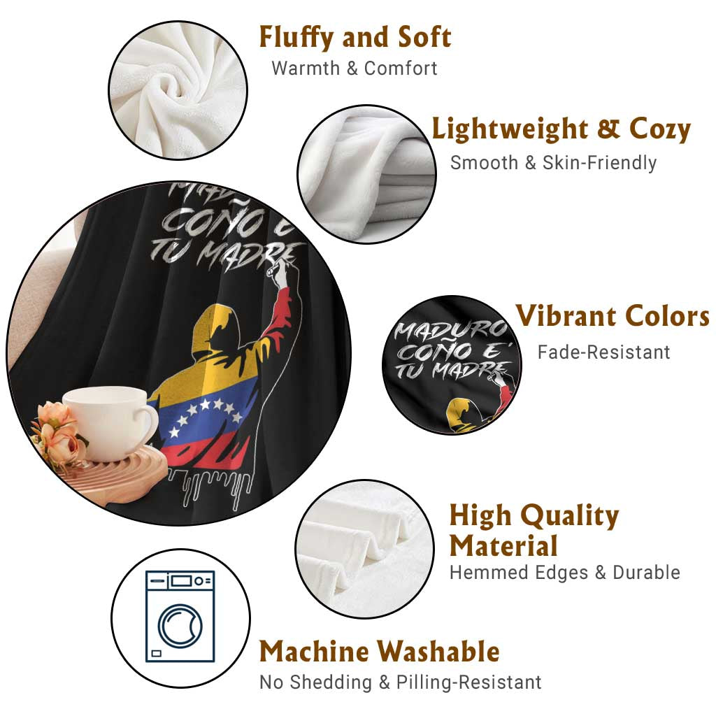 Maduro Cono e Tu Madre Throw Blanket Venezuelan Protest Graffiti Graphic TS02 Print Your Wear