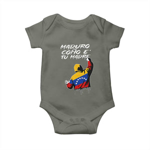 Maduro Cono e Tu Madre Baby Onesie Venezuelan Protest Graffiti Graphic TS02 Military Green Print Your Wear