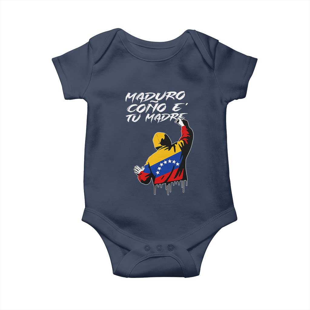 Maduro Cono e Tu Madre Baby Onesie Venezuelan Protest Graffiti Graphic TS02 Navy Print Your Wear