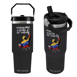 Maduro Cono e Tu Madre Flip Straw Tumbler Venezuelan Protest Graffiti Graphic TS02 One Size: 30 oz Black Print Your Wear
