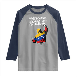 Maduro Cono e Tu Madre Raglan Shirt Venezuelan Protest Graffiti Graphic TS02 Sport Gray Navy Print Your Wear
