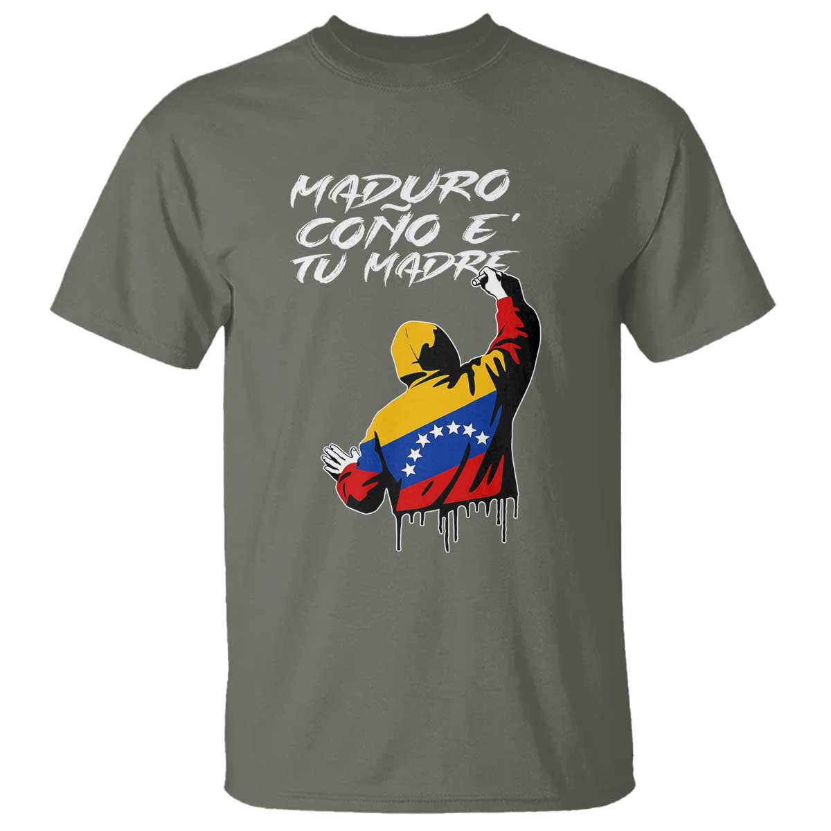 Maduro Cono e Tu Madre T Shirt Venezuelan Protest Graffiti Graphic TS02 Military Green Print Your Wear
