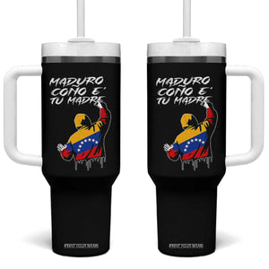 Maduro Cono e Tu Madre Tumbler With Handle Venezuelan Protest Graffiti Graphic TS02 One Size: 40 oz Black Print Your Wear