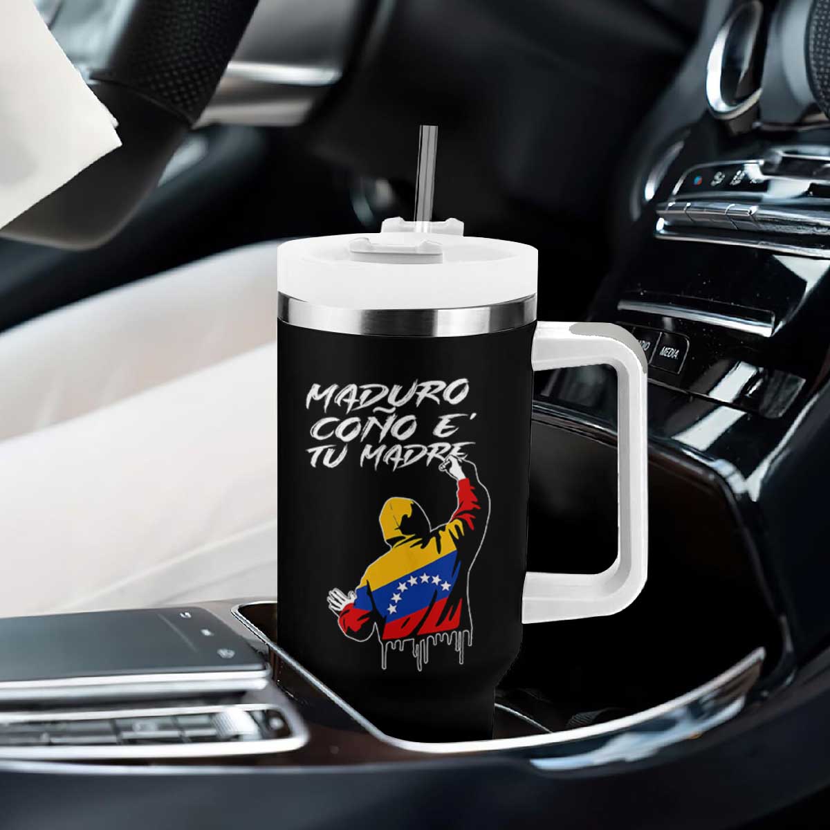 Maduro Cono e Tu Madre Tumbler With Handle Venezuelan Protest Graffiti Graphic TS02 Print Your Wear
