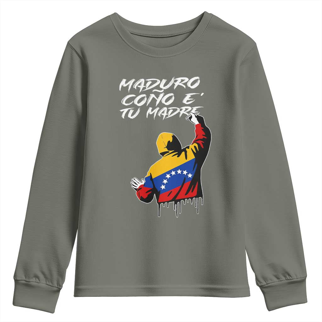 Maduro Cono e Tu Madre Youth Sweatshirt Venezuelan Protest Graffiti Graphic TS02 Military Green Print Your Wear