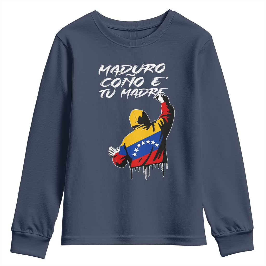 Maduro Cono e Tu Madre Youth Sweatshirt Venezuelan Protest Graffiti Graphic TS02 Navy Print Your Wear